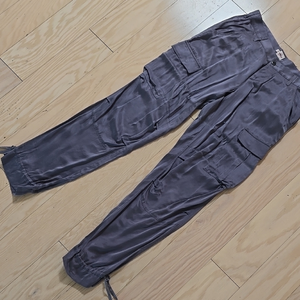 Joie Women's Gray Cargo Pants, silk fabric